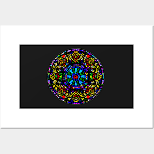 Beautifull colorfull  stained glass mosaic sticker Posters and Art